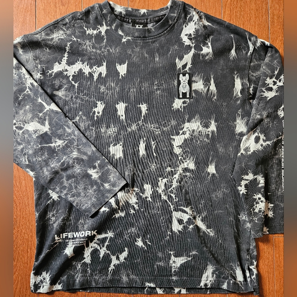 Life Works Black and White Tie Dye Shirt